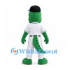 Alligator Mascot Costume in Green with Black Cap and White Baseball Uniform