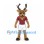 Deer Mascot Costume with Brown Antlers and Burgundy Sports Shirt