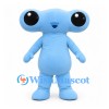 Alien Mascot Costume in Light Blue with Wide Eyestalk Head