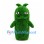 Cucumber Mascot Costume in Dark Green with Leaf Tuft and Moustache