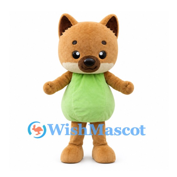 Fox Mascot Costume in Tan with Lime Green Belly Panel