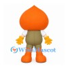 Onion Character Mascot Costume with Orange Head and Olive Overalls