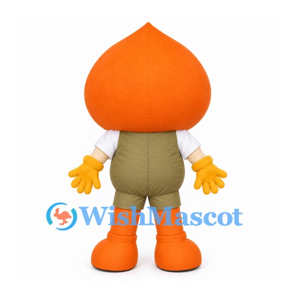 Onion Character Mascot Costume with Orange Head and Olive Overalls