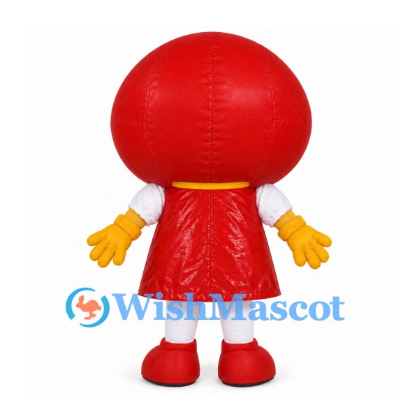 Girl Mascot Costume with Round Red Hood and Yellow Bow