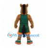 Horse Mascot Costume in Brown with Green and Orange Basketball Uniform