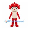 Dragon Boy Mascot Costume with Red Spiked Hood and Cream Belly