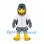 Eagle Mascot Costume in Gray with Green Cap and White Baseball Shirt