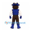 Pirate Mascot Costume with Blue Tricorn Hat and Muscular Arms