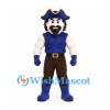 Pirate Mascot Costume with Blue Tricorn Hat and Muscular Arms