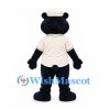 Black Bear Mascot Costume with Cream Cap and Baseball Shirt