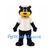 Black Bear Mascot Costume with Cream Cap and Baseball Shirt