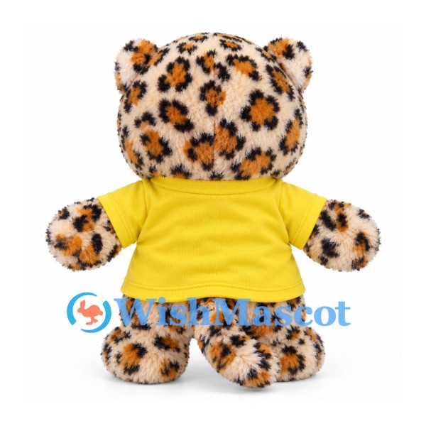 Leopard Cub Mascot Costume with Yellow Shirt and Spotted Fur