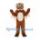 Owl Mascot Costume in Brown with White Belly and Cream Wing Feathers