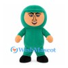Man Mascot Costume with Green Hooded Suit and Black Shoes
