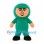 Man Mascot Costume with Green Hooded Suit and Black Shoes