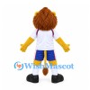 Lion Mascot Costume with White Shirt and Navy Soccer Shorts