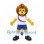 Lion Mascot Costume with White Shirt and Navy Soccer Shorts