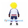 Hockey Player Mascot Costume with Yellow Hair and White Sports Uniform