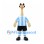 Ostrich Mascot Costume with Blue Striped Soccer Shirt and Black Shorts