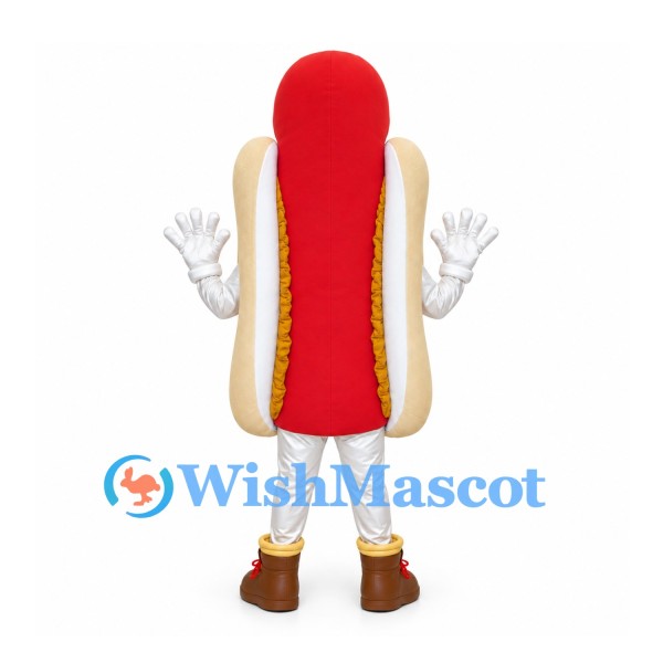 Hot Dog Mascot Costume with Red Sausage and White Gloves