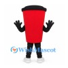 Coffee Cup Mascot Costume in Red with Black Lid