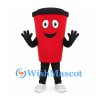 Coffee Cup Mascot Costume in Red with Black Lid