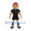 Rugby Player Mascot Costume with Red Scrum Cap and Black Uniform