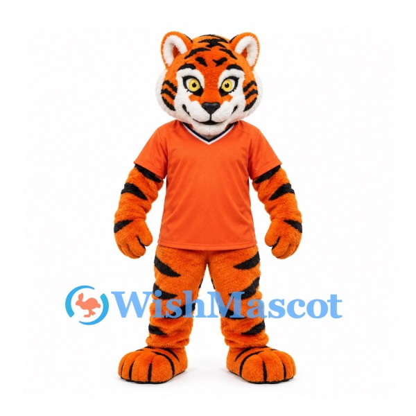 Tiger Mascot Costume in Orange with Matching Shirt