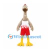 Ostrich Mascot Costume in Beige with Red and White Sports Uniform