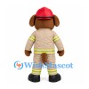 Firefighter Dog Mascot Costume with Red Helmet and Beige Uniform