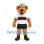 Dog Mascot Costume in Tan with White Cap and Striped Sports Shirt