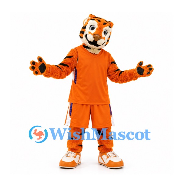 Tiger Mascot Costume with Orange Soccer Uniform