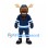 Moose Mascot Costume with Aviator Helmet and Navy Hockey Uniform