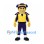 Royal Guard Mascot Costume with Purple Hat and Yellow Jacket