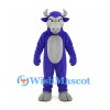 Bull Mascot Costume in Purple with Gray Muzzle and Belly