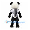 Panda Mascot Costume with Black and White Striped Referee Shirt