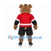 Bull Mascot Costume in Brown with Red Hockey Shirt and Ice Skates