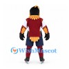 Eagle Mascot Costume with Burgundy Hockey Uniform and Ice Skates