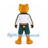 Bear Mascot Costume in Gold with White Shirt and Green Shorts