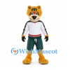 Bear Mascot Costume in Gold with White Shirt and Green Shorts