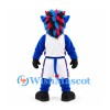 Blue Devil Mascot Costume with Multicolor Mane and White Basketball Uniform