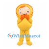 Sun Character Mascot Costume in Yellow with Orange Face Rim
