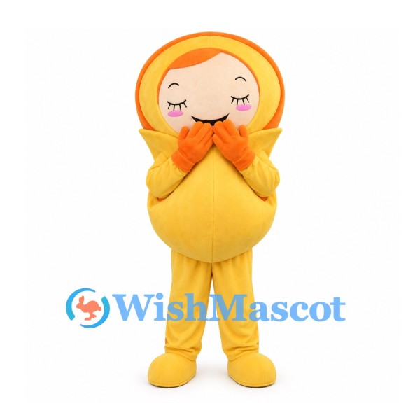 Sun Character Mascot Costume in Yellow with Orange Face Rim