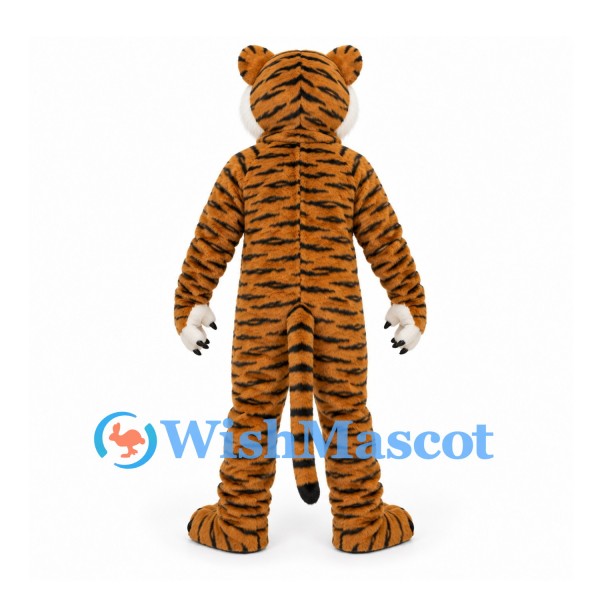 Tiger Mascot Costume with Orange Striped Fur and White Belly
