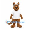 Kangaroo Mascot Costume in Brown with Blue Headband and White Shirt
