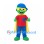 Superhero Boy Mascot Costume with Green Face and Yellow Cape