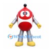 Robot Mascot Costume in Red and White with Silver Limbs