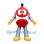 Robot Mascot Costume in Red and White with Silver Limbs