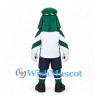 Bearded Man Mascot Costume with Green Headdress and White Sports Shirt