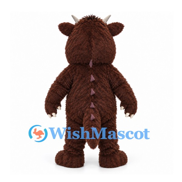 Forest Monster Mascot Costume in Brown with Horns Tusks and Back Spikes